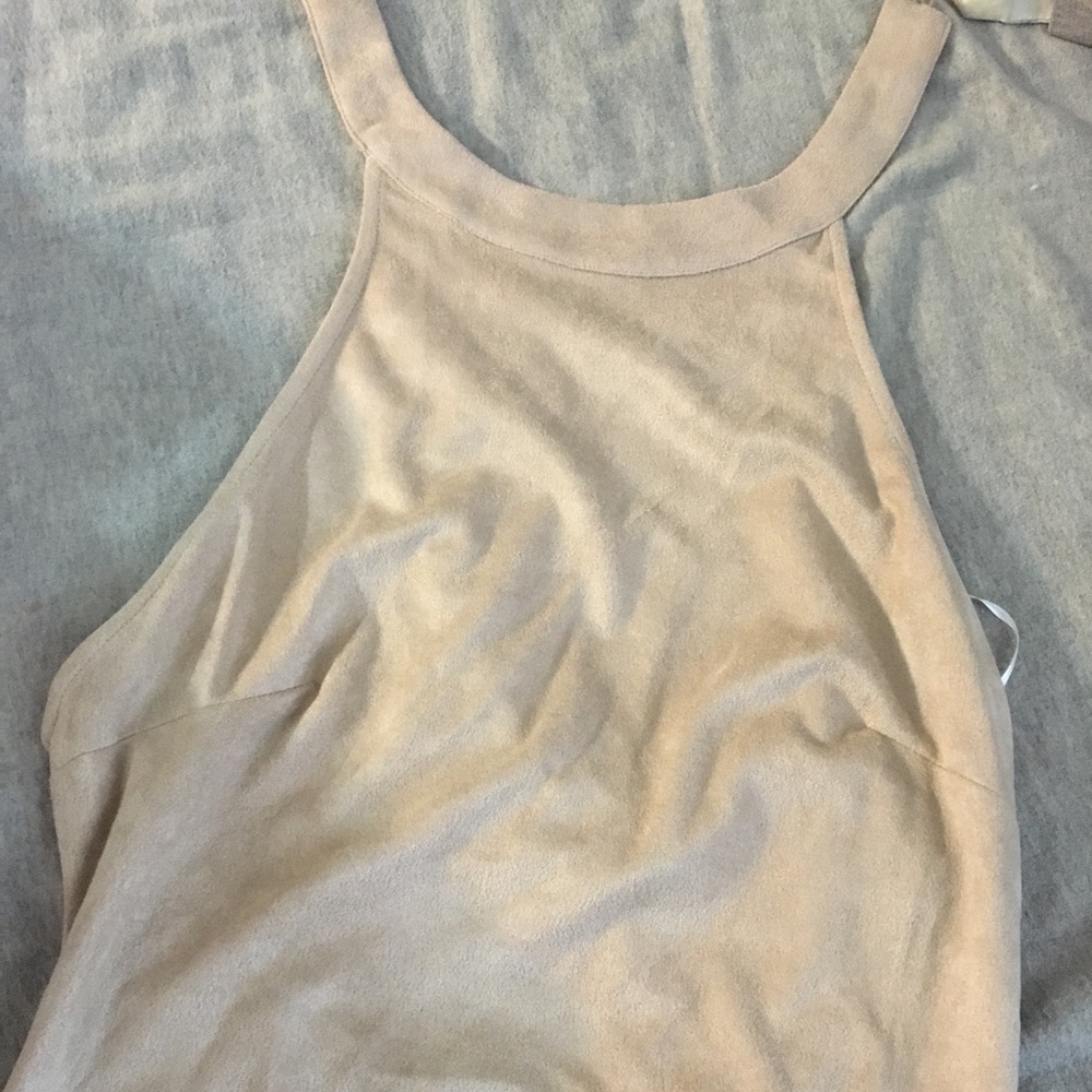 Suede open back bodysuit